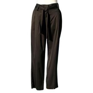 Cache Black Rayon Bamboo Removable SelfBelt High Rise Dress Pant Stretch $98 NWT